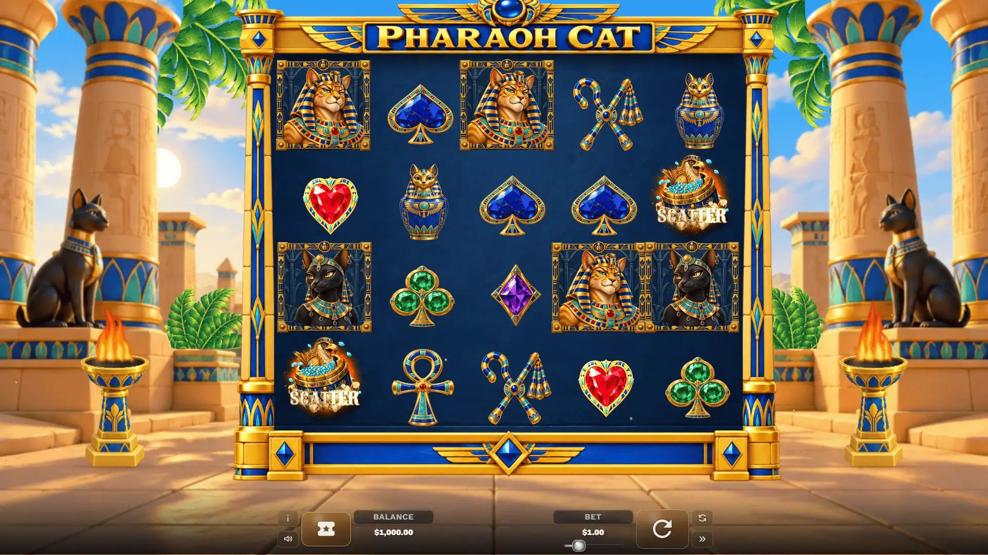 Pharaoh Cat slot gameplay reels