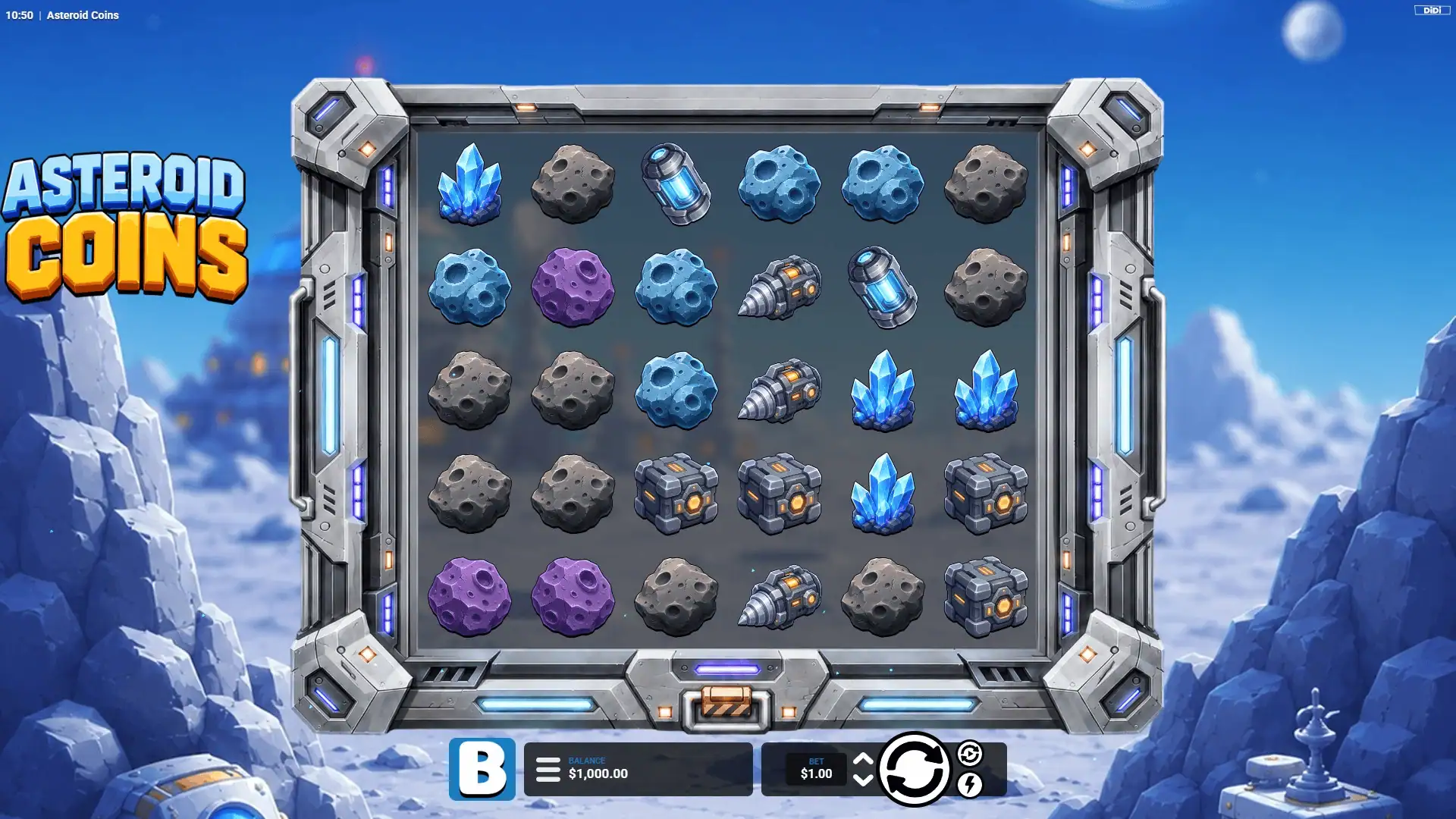 Asteroid Coins slot gameplay reels
