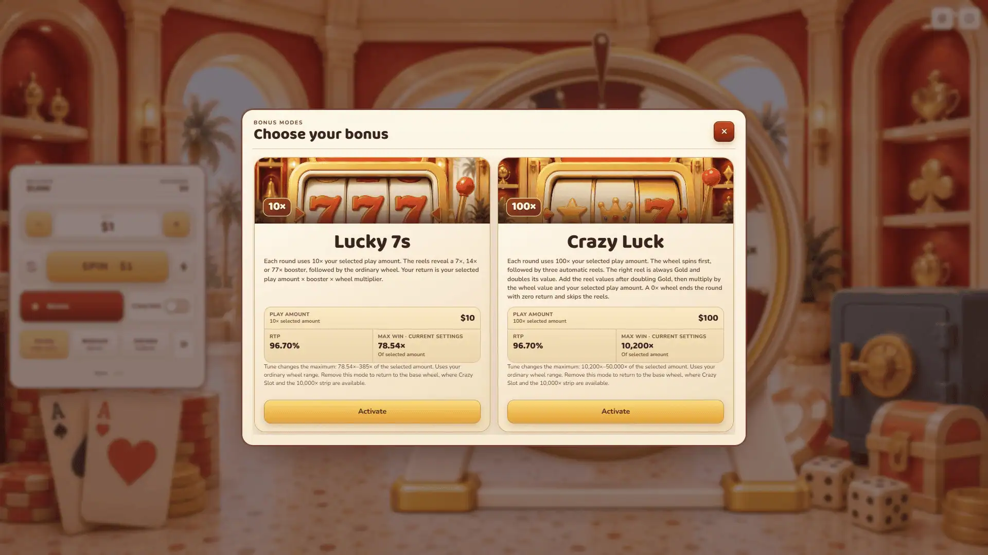 Crazy Luck Engine bonus buy menu
