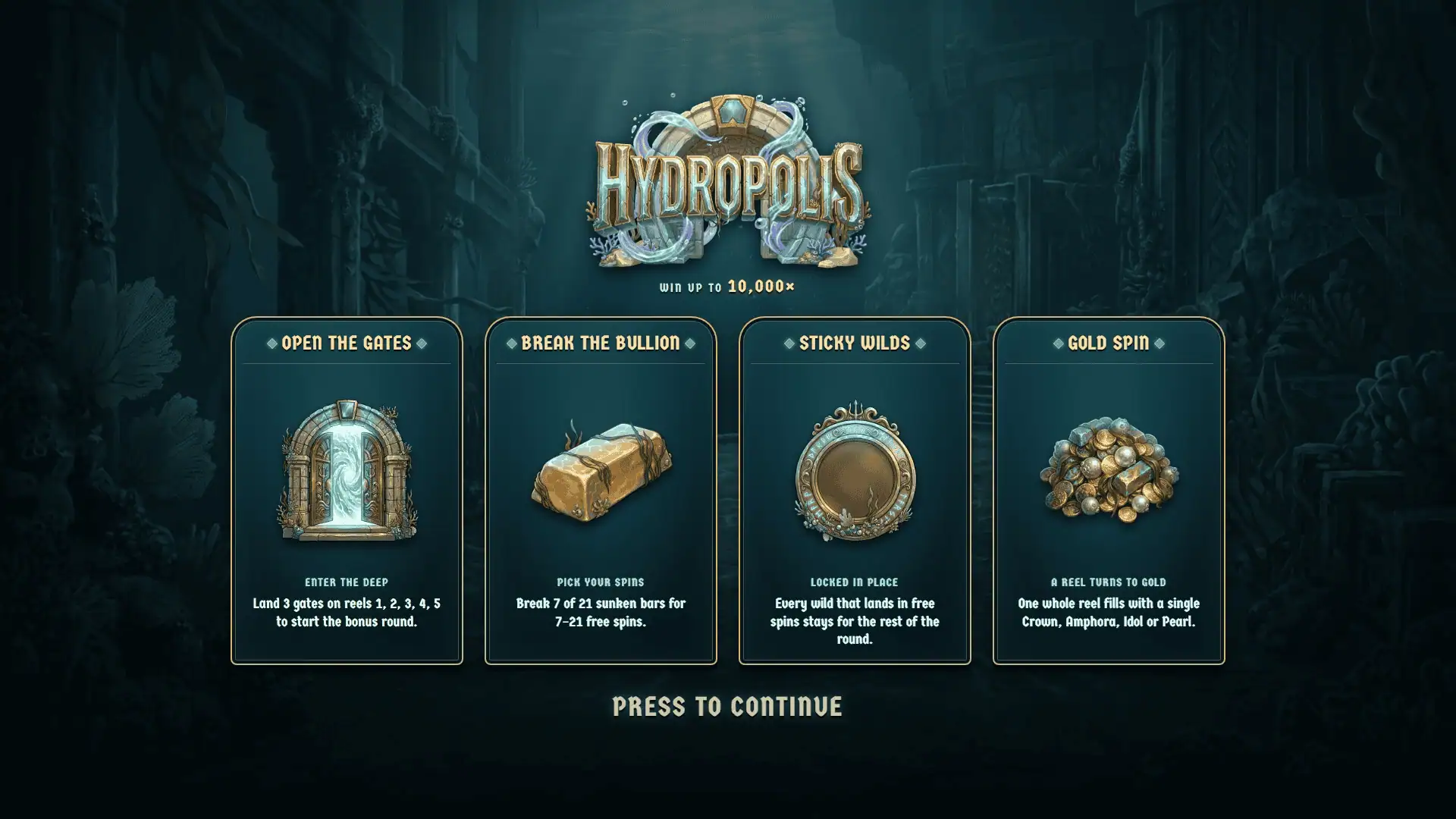 Hydropolis slot intro screen