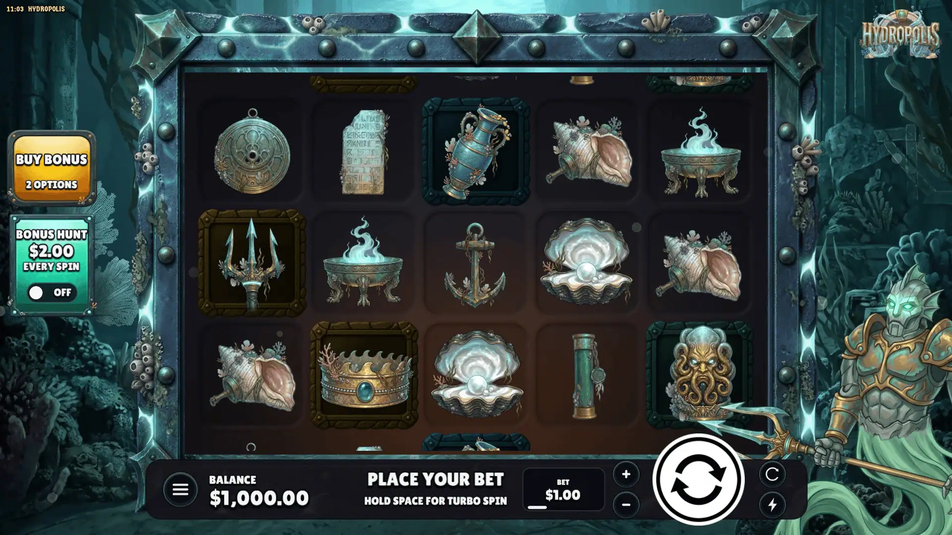 Hydropolis slot gameplay reels