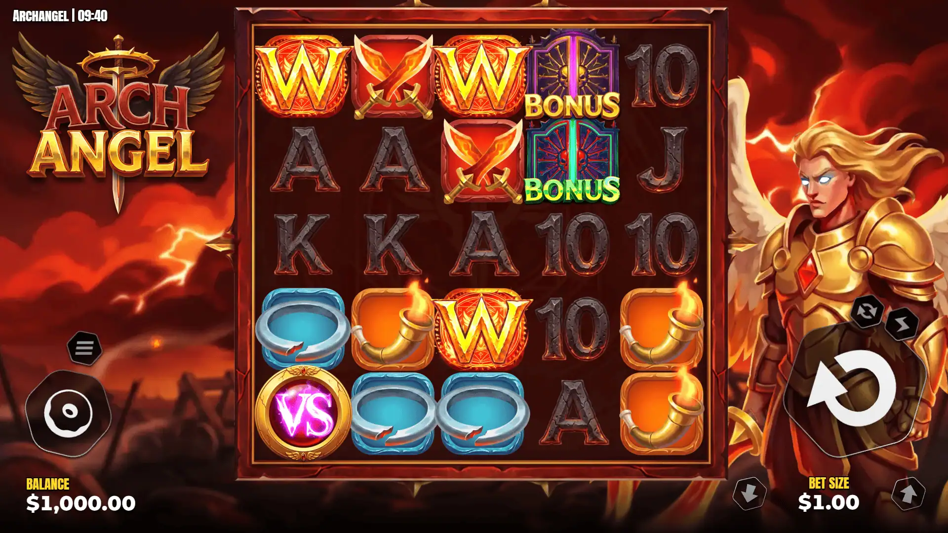 Arch Angel slot gameplay reels