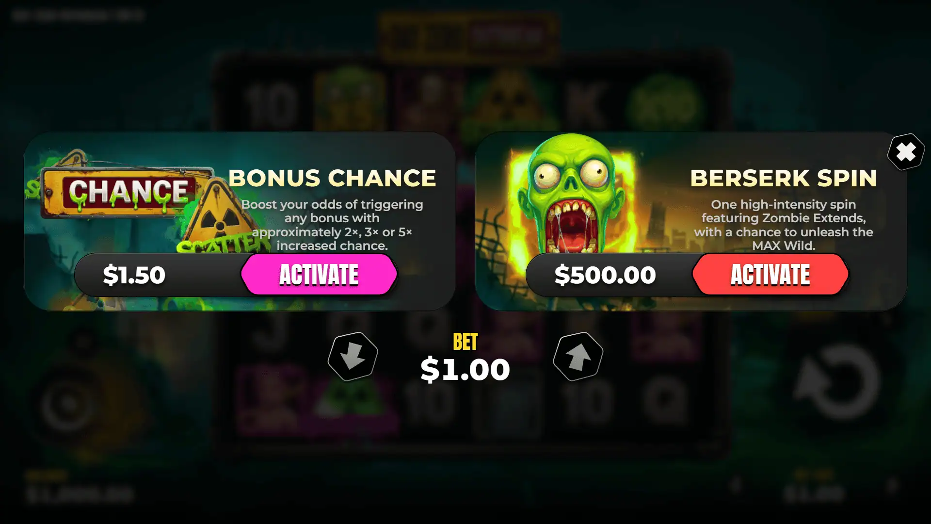 Day Zero Outbreak bonus buy menu