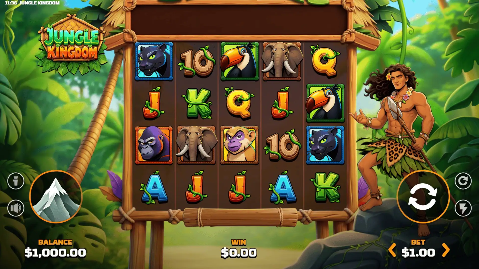 Jungle Kingdom slot gameplay reels