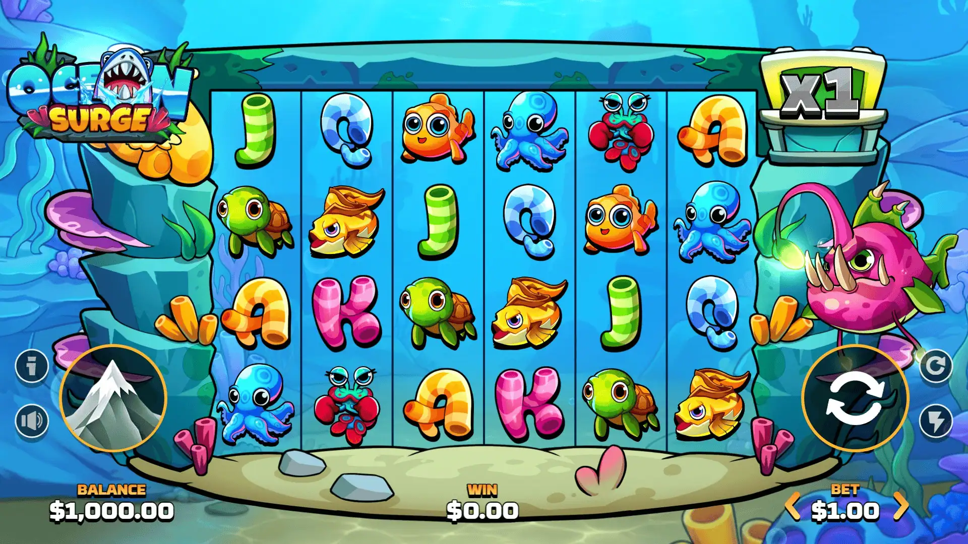 Ocean Surge slot gameplay reels