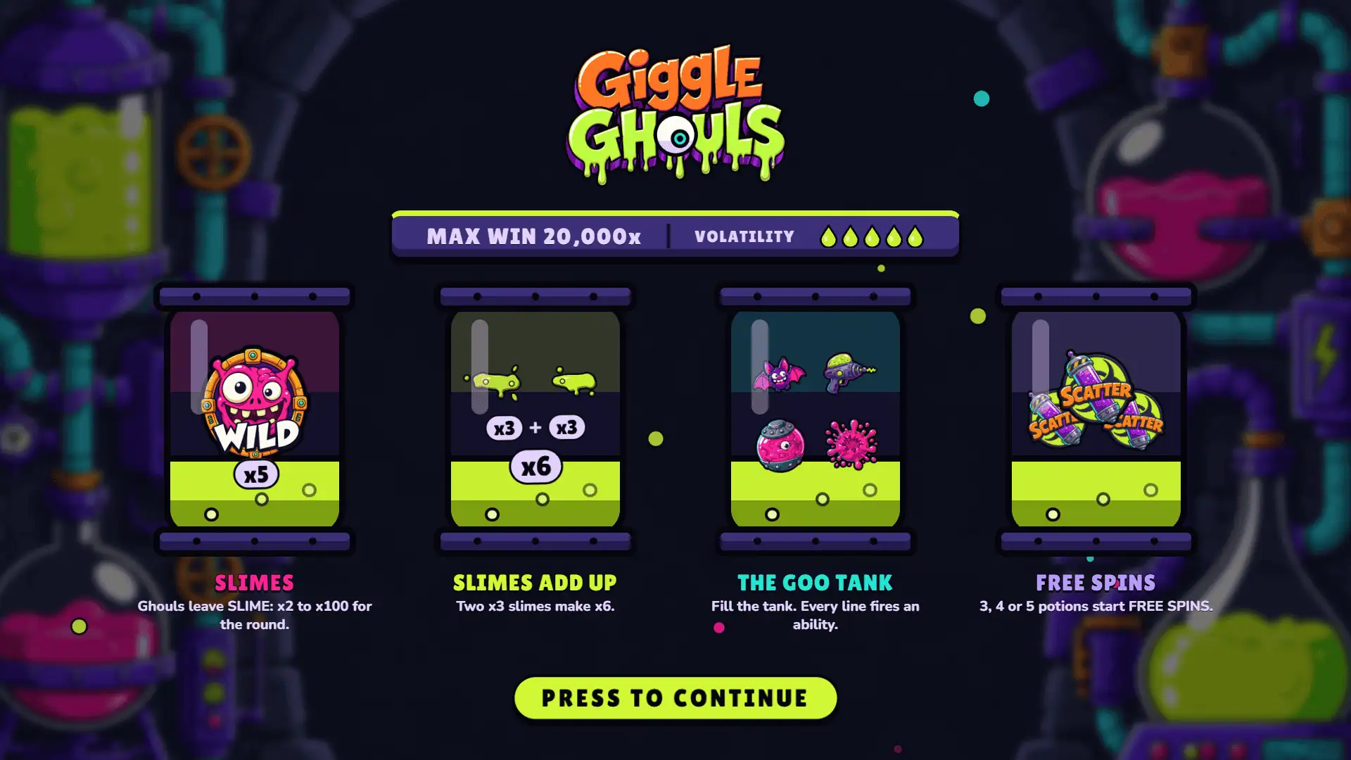 Giggle Ghouls slot intro screen