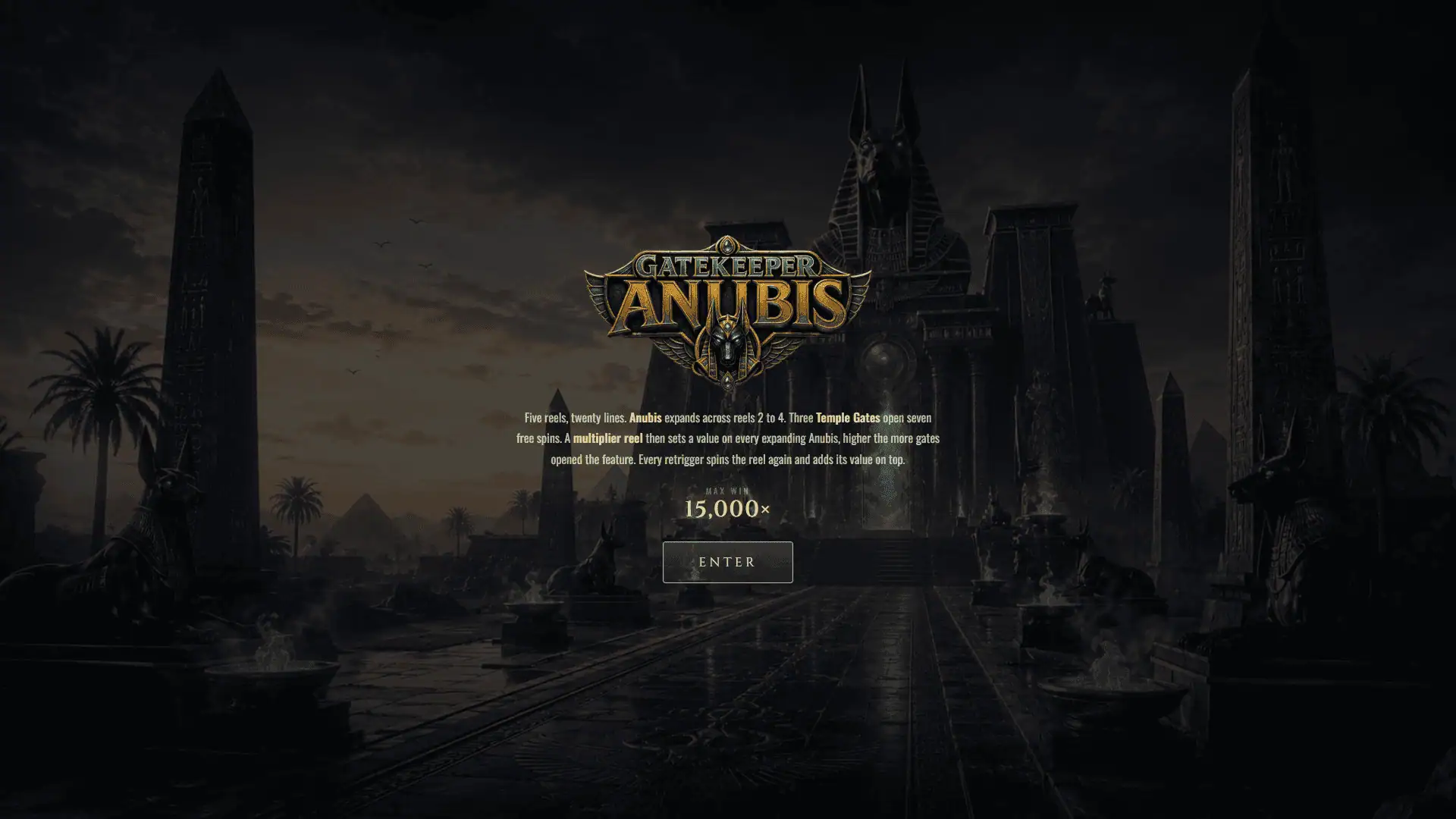 Gatekeeper Anubis slot intro screen