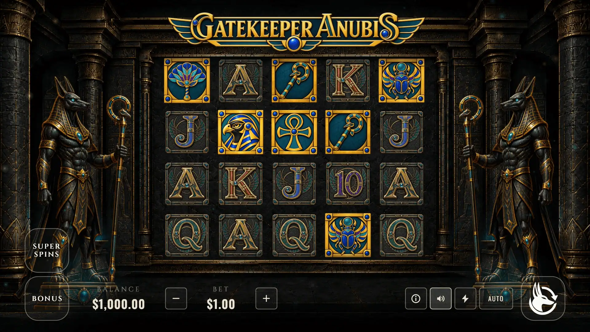 Gatekeeper Anubis slot gameplay reels