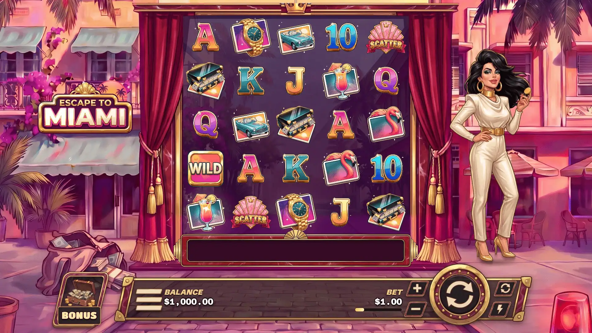 Escape To Miami slot gameplay reels