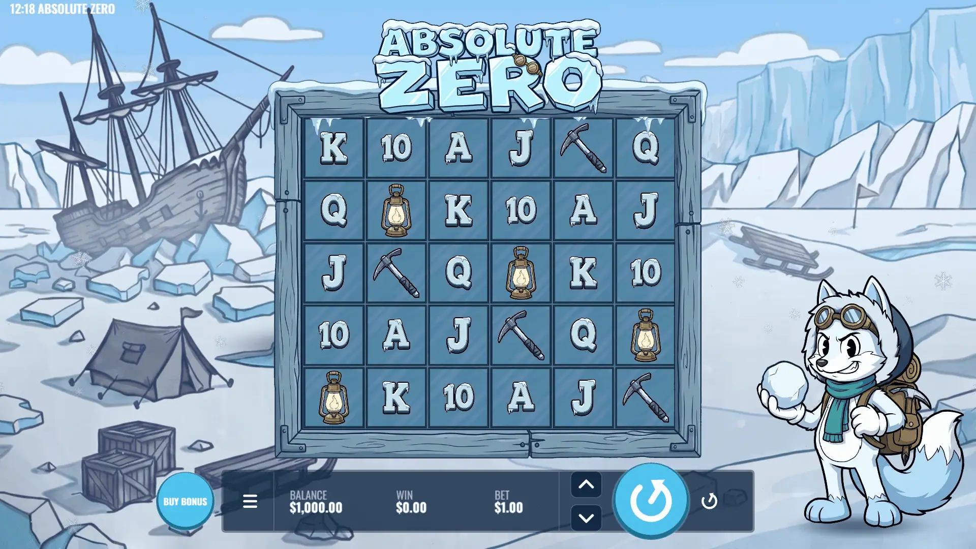 Absolute Zero slot gameplay reels