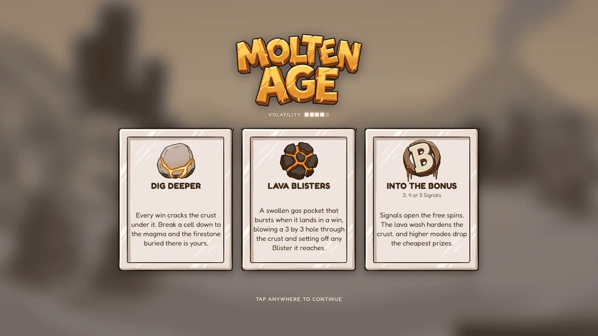 Molten Age slot intro screen
