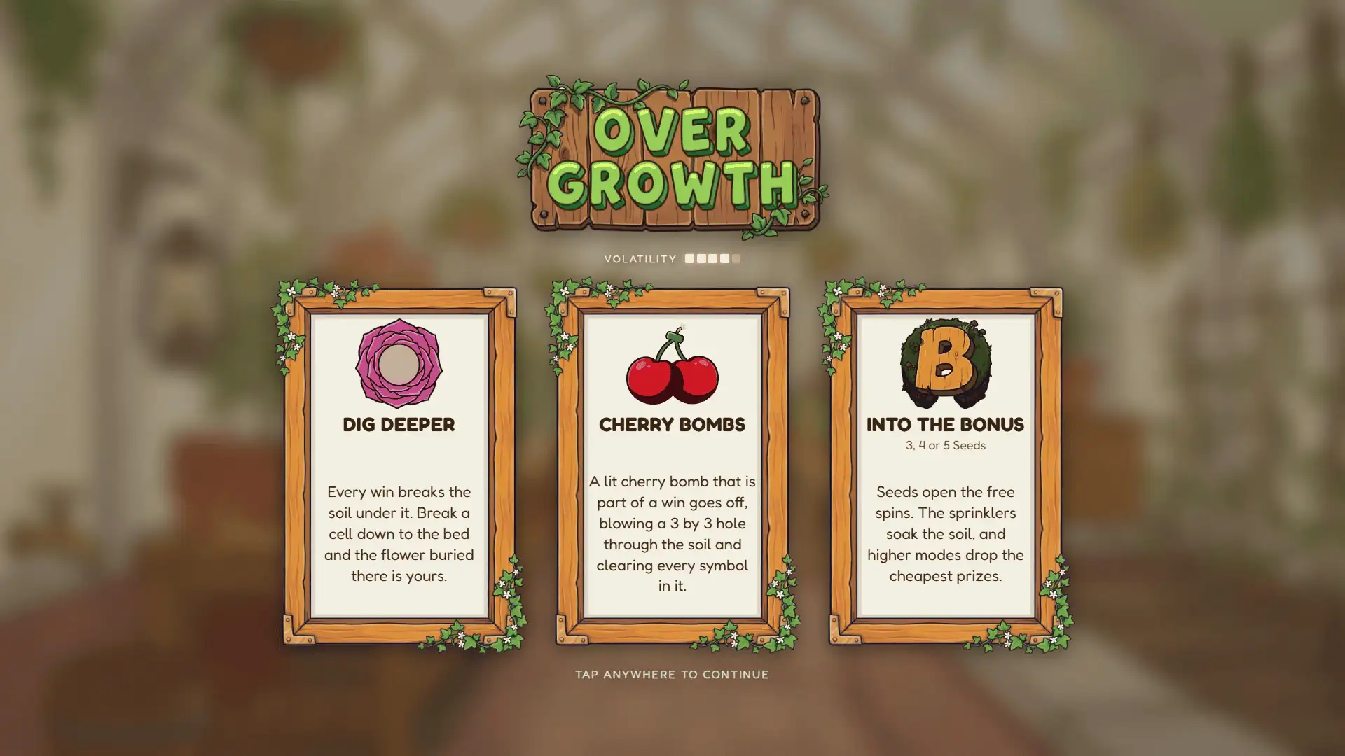 Overgrowth slot intro screen