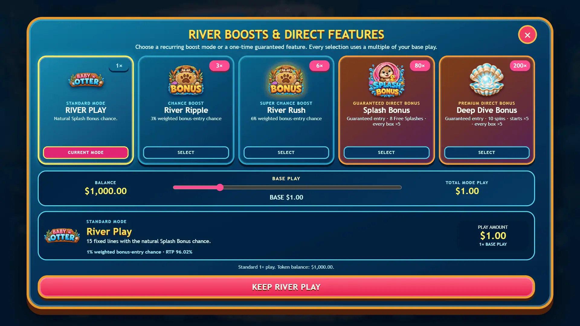 Baby Otter bonus buy menu