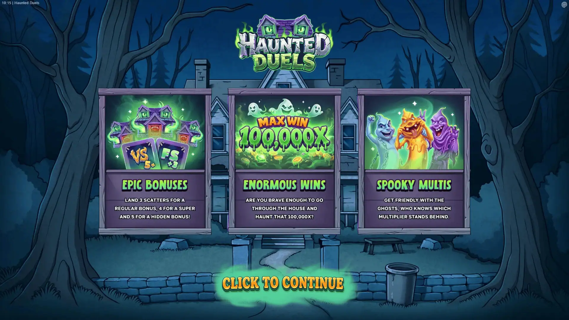Haunted Duels slot intro screen