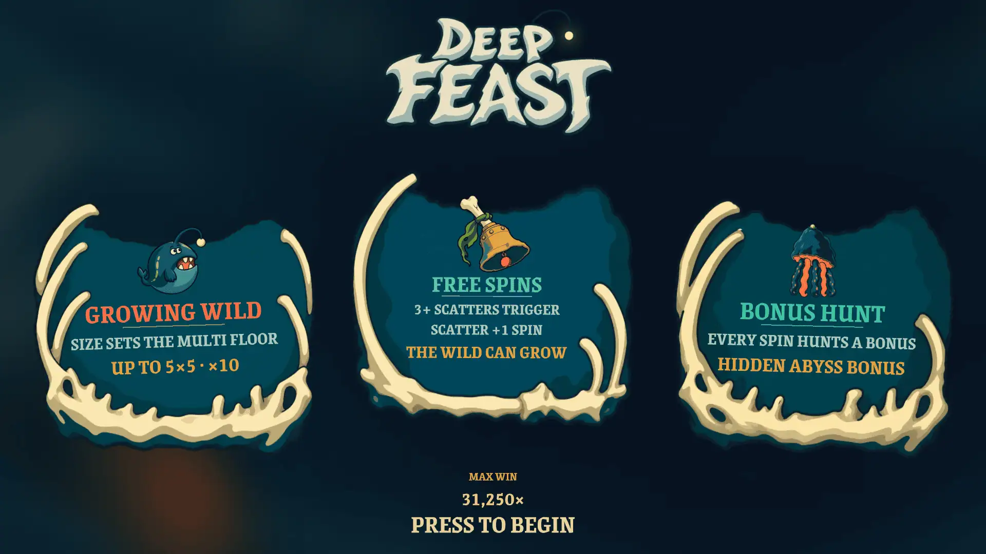 Deep Feast slot intro screen
