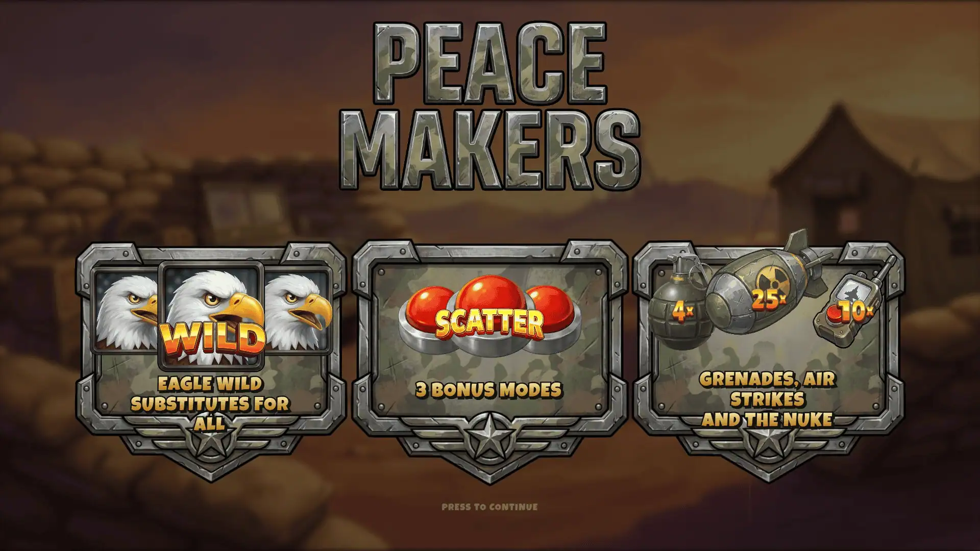 Peacemakers slot intro screen