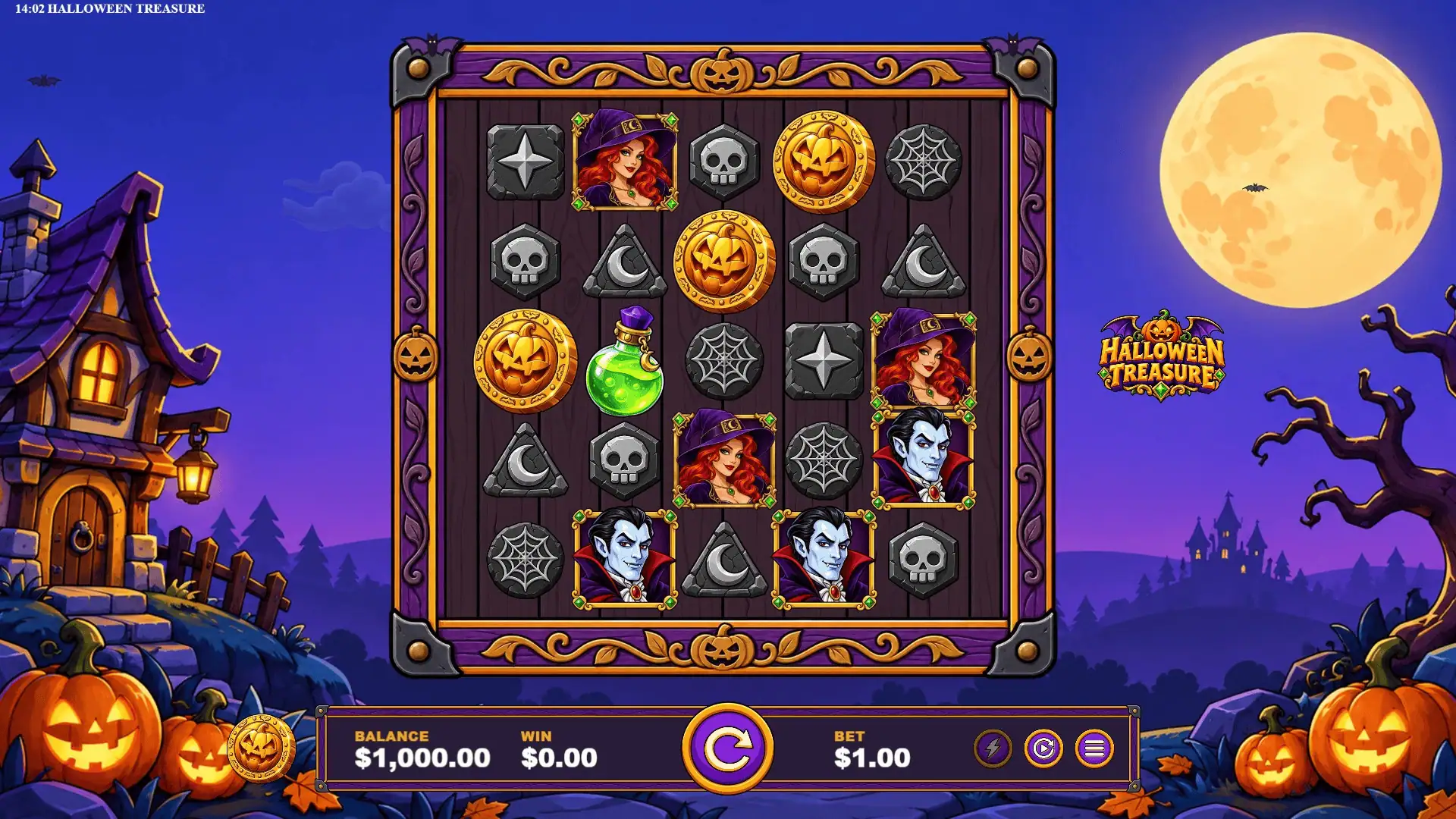 Halloween Treasure slot gameplay reels