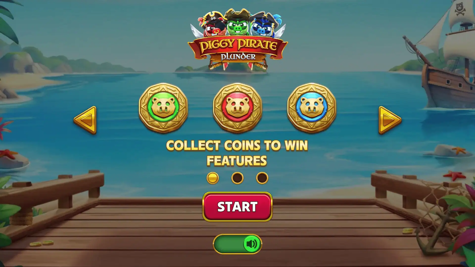 Piggy Pirate Plunder slot intro screen