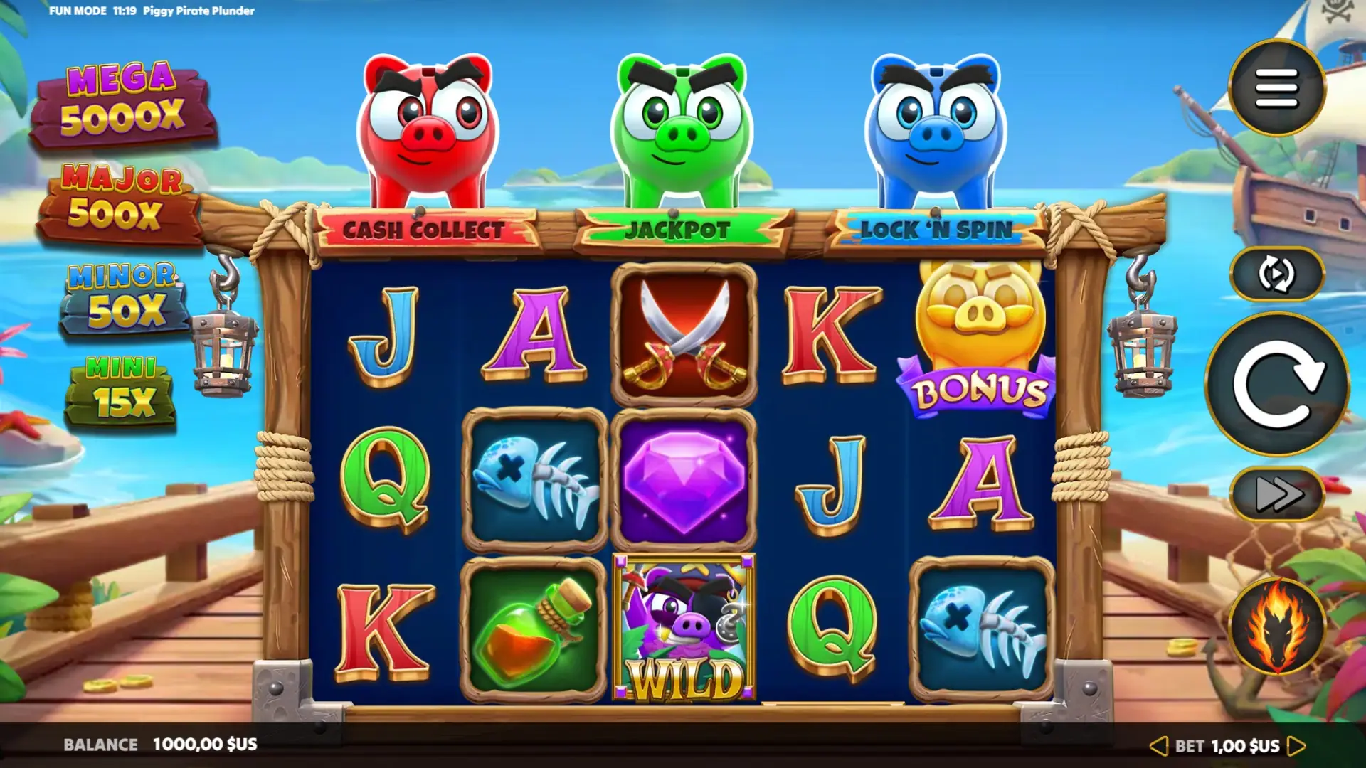 Piggy Pirate Plunder slot gameplay reels