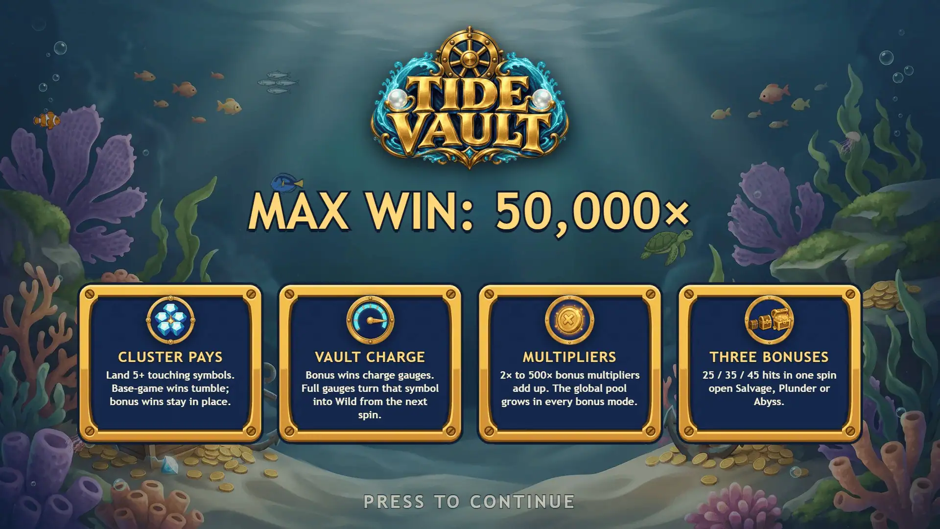 Tide Vault slot intro screen