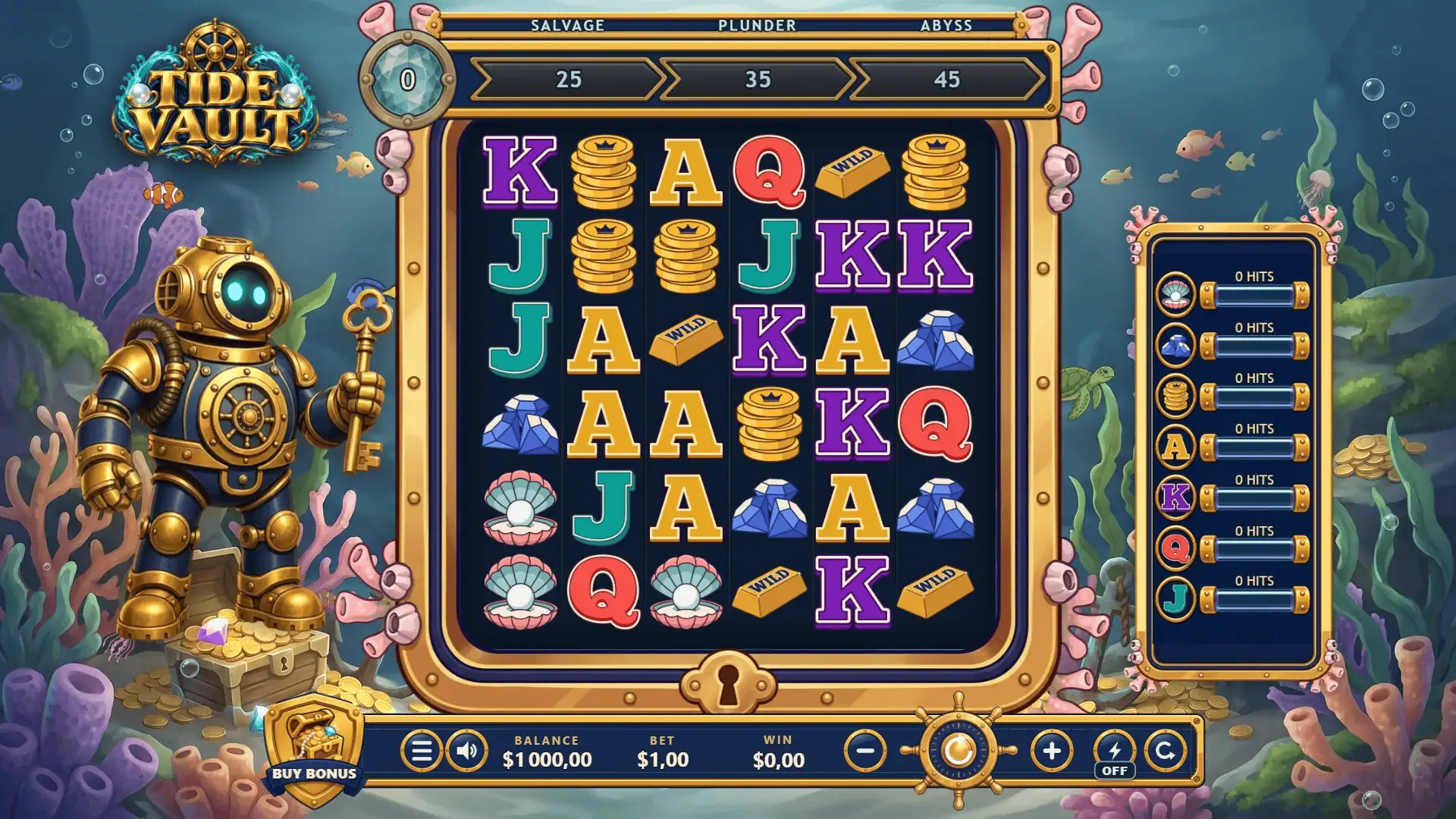 Tide Vault slot gameplay reels