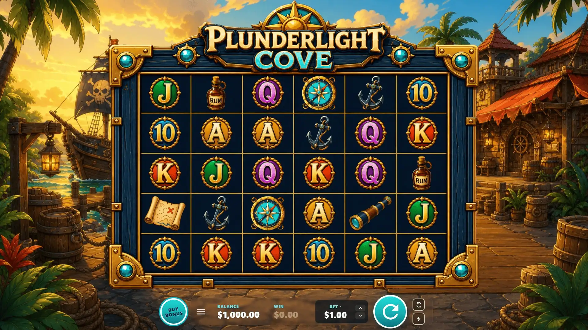 Plunderlight Cove slot gameplay reels