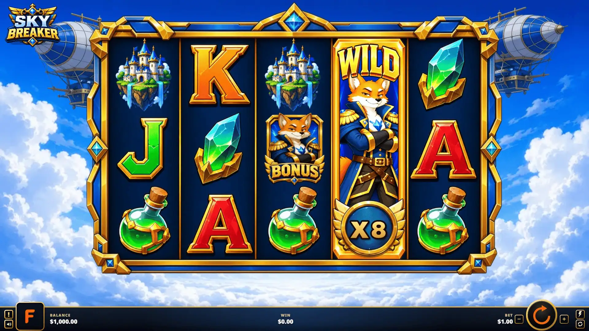 Skybreaker slot gameplay reels
