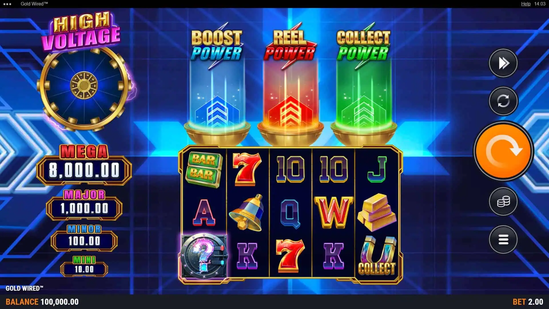 Gold Wired slot gameplay reels
