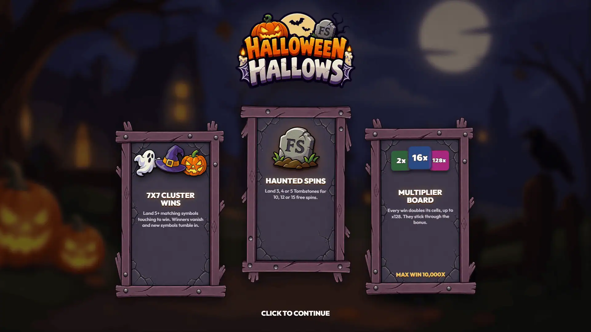 Halloween Hallows slot intro screen