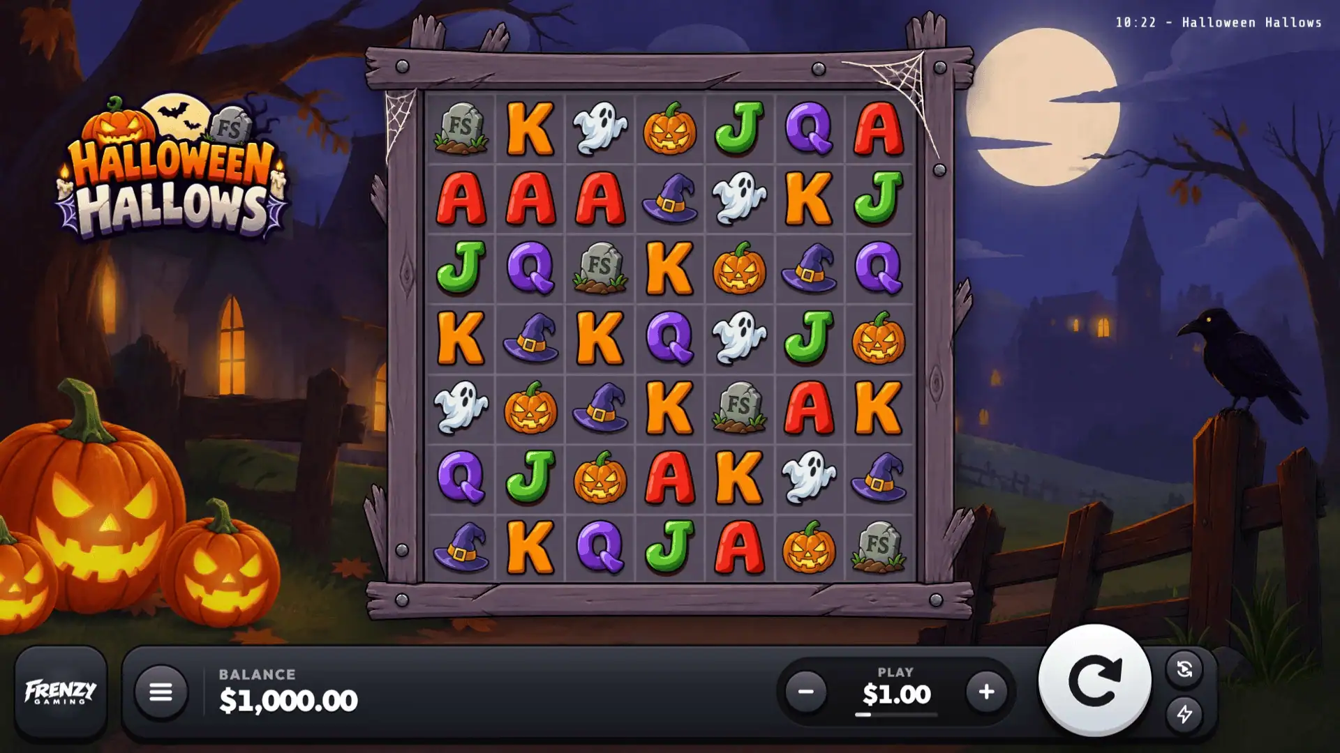 Halloween Hallows slot gameplay reels