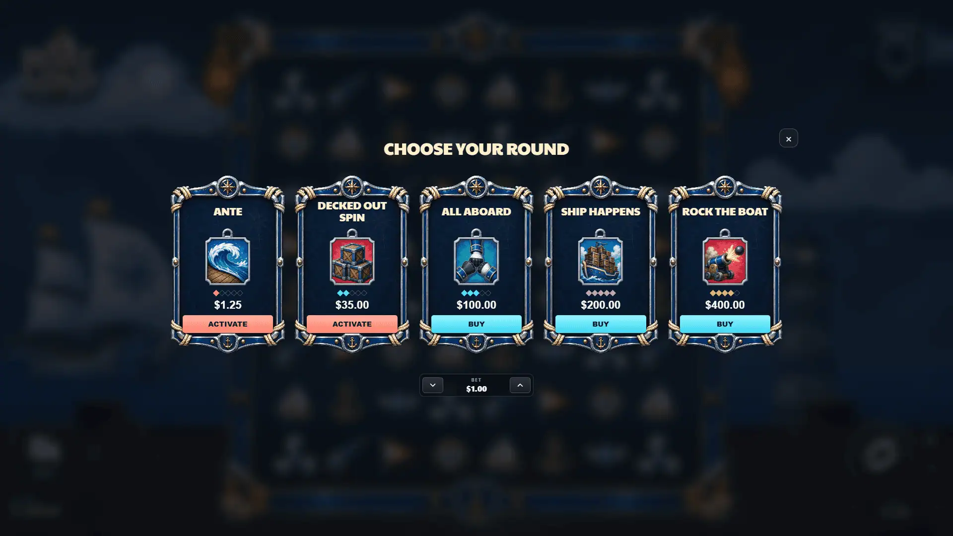 Boat Load bonus buy menu