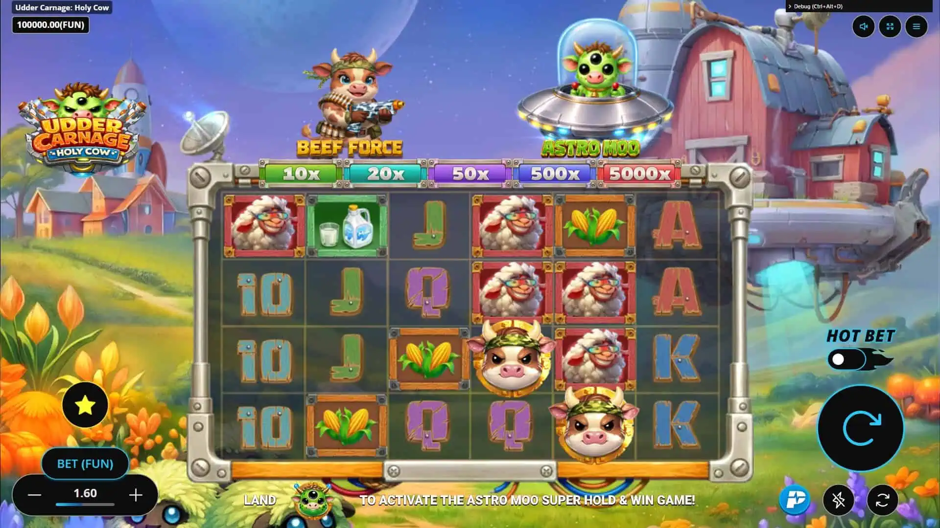 Udder Carnage Holy Cow slot gameplay reels