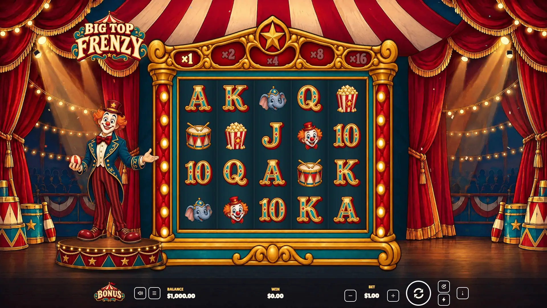Big Top Frenzy slot gameplay reels
