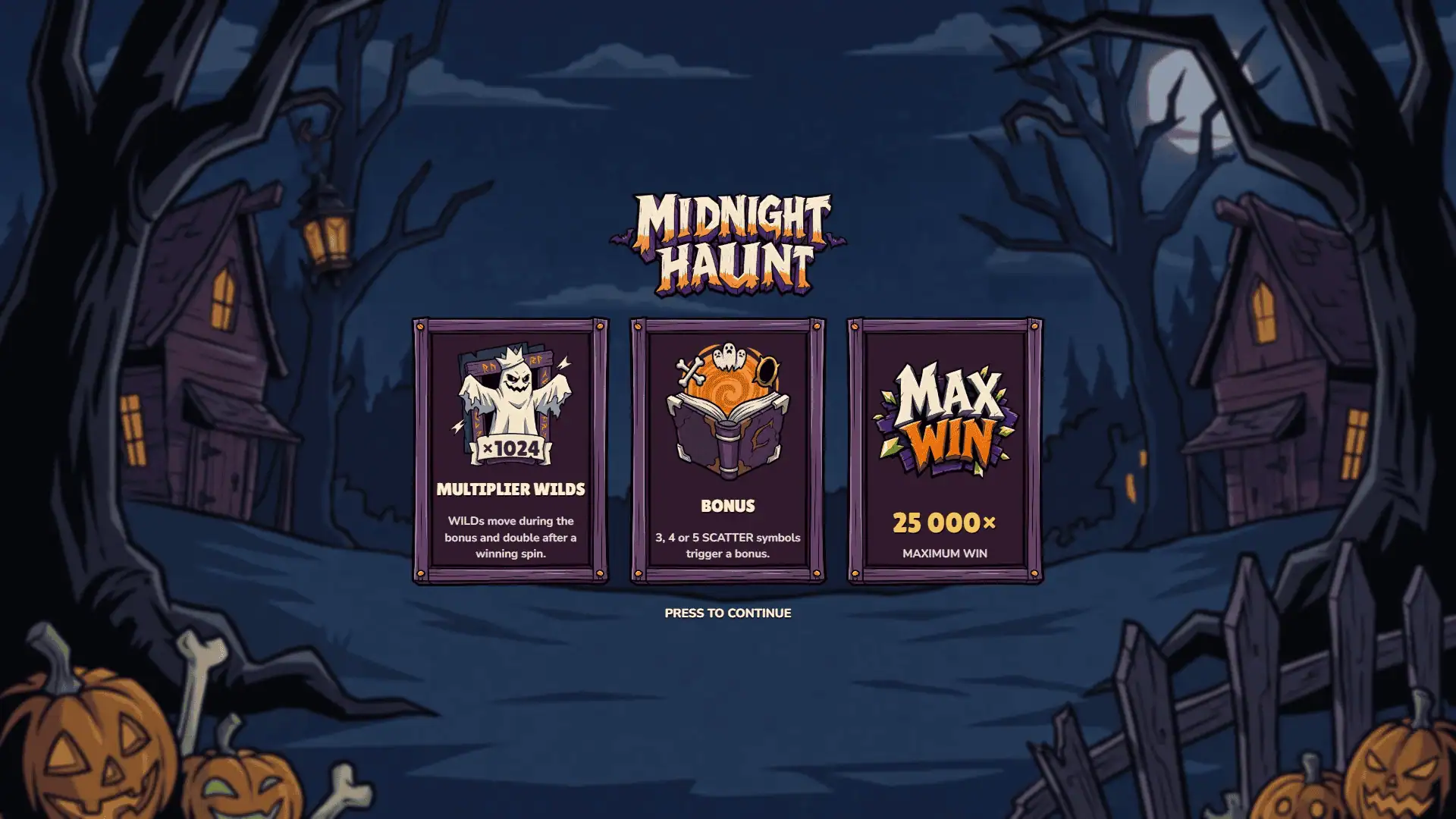 Midnight Haunt slot intro screen