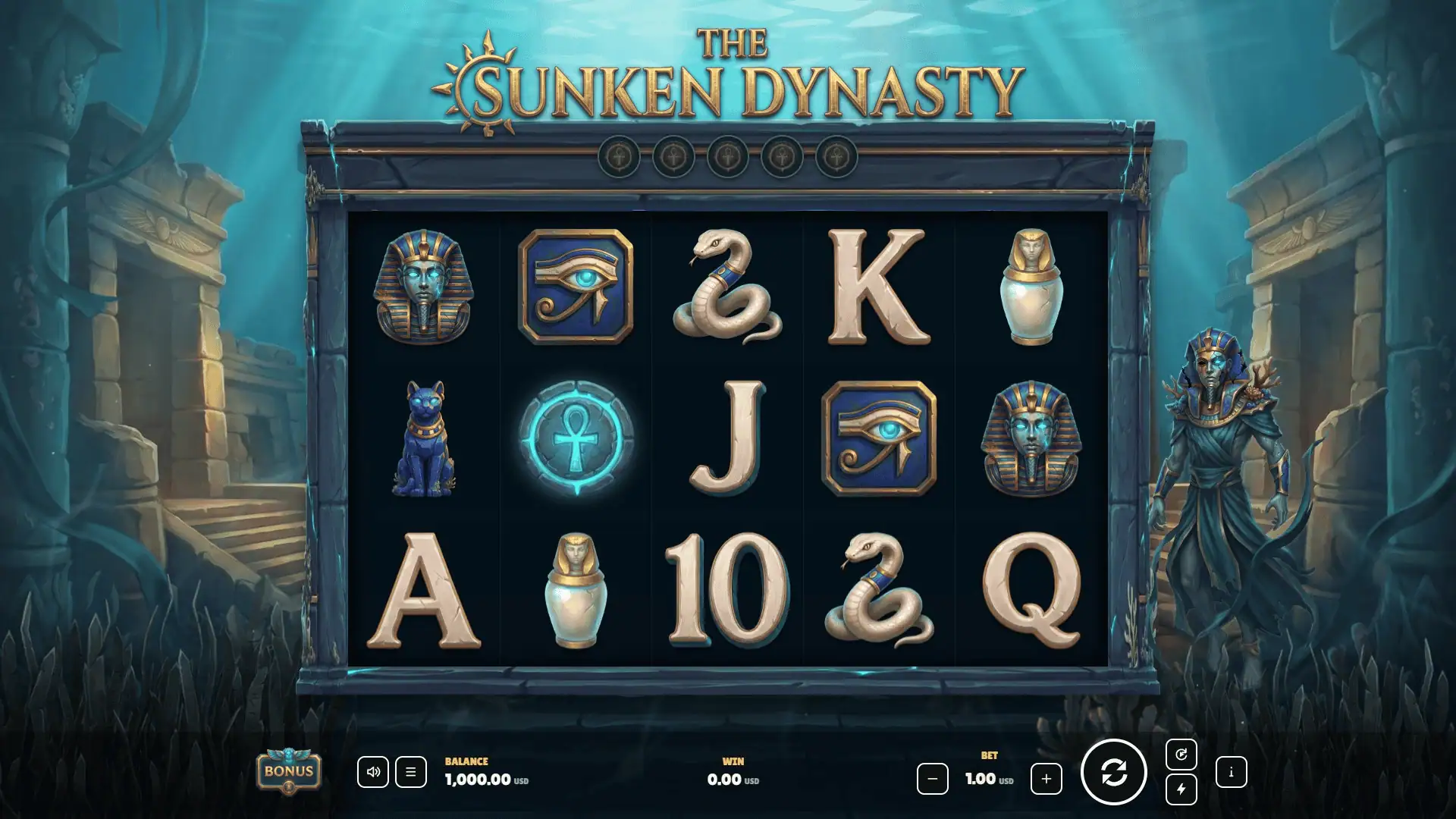 The Sunken Dynasty slot gameplay reels