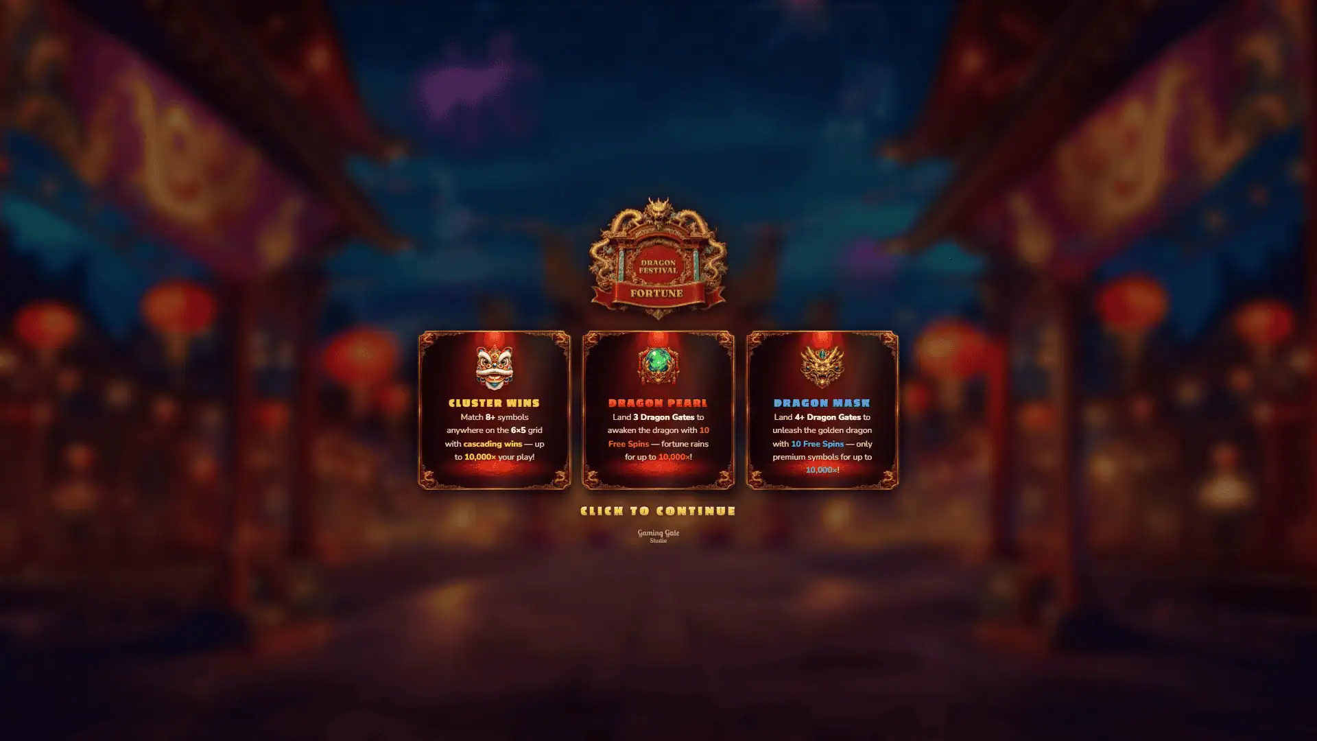 Dragon Festival Fortune slot intro screen