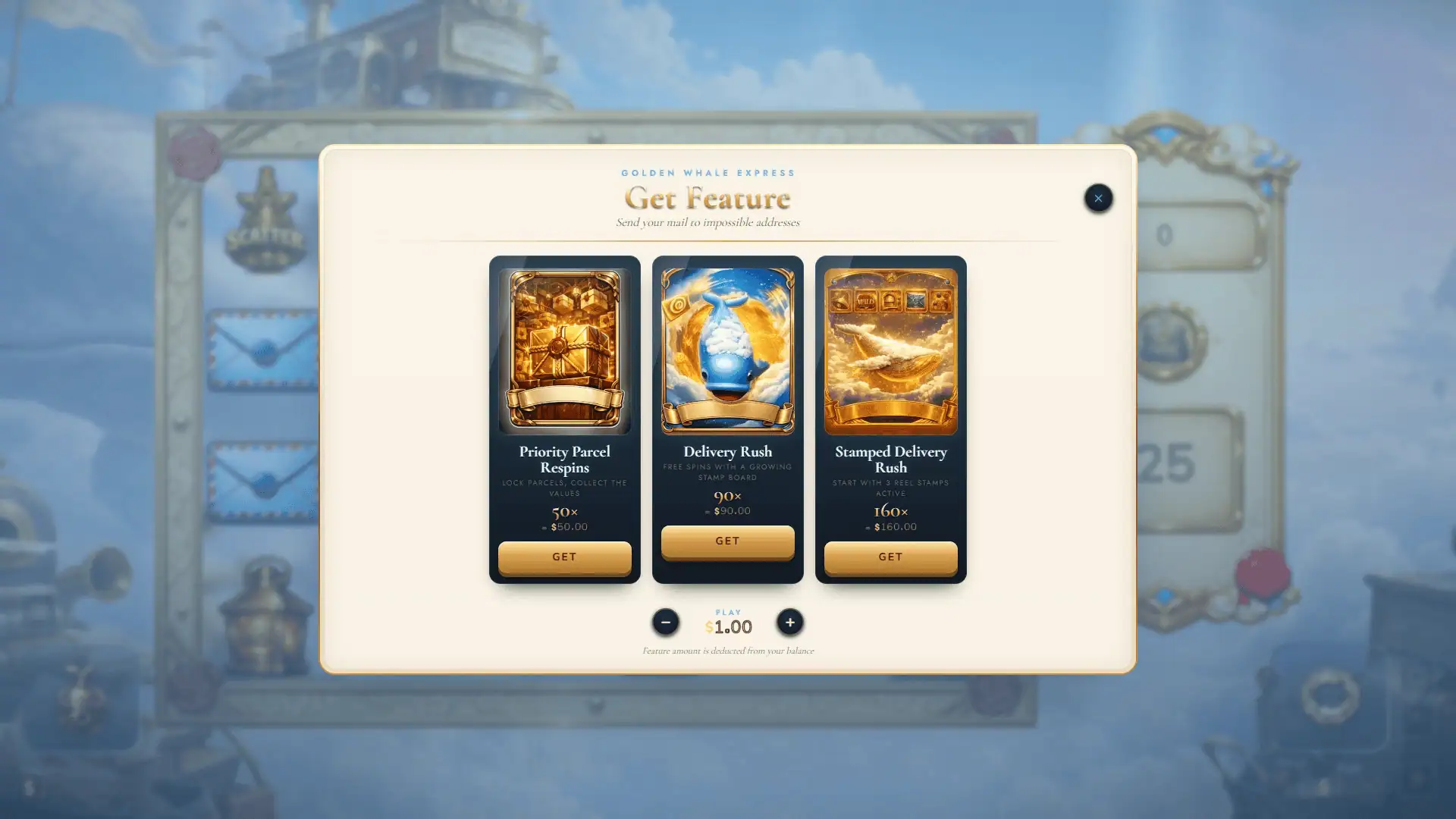 Golden Whale Express bonus buy menu