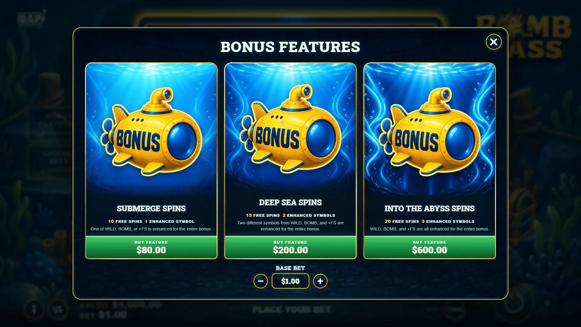 Bombbass bonus buy menu