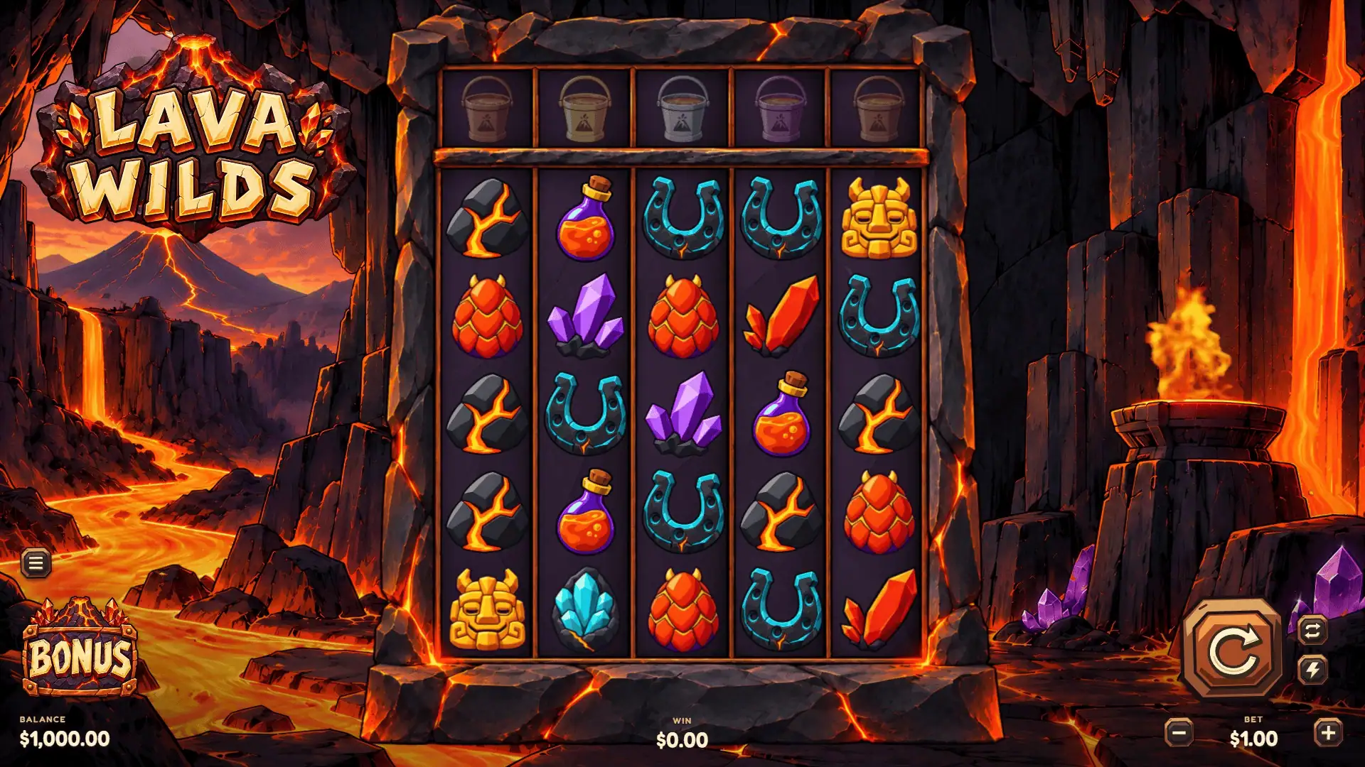 Lava Wilds slot gameplay reels