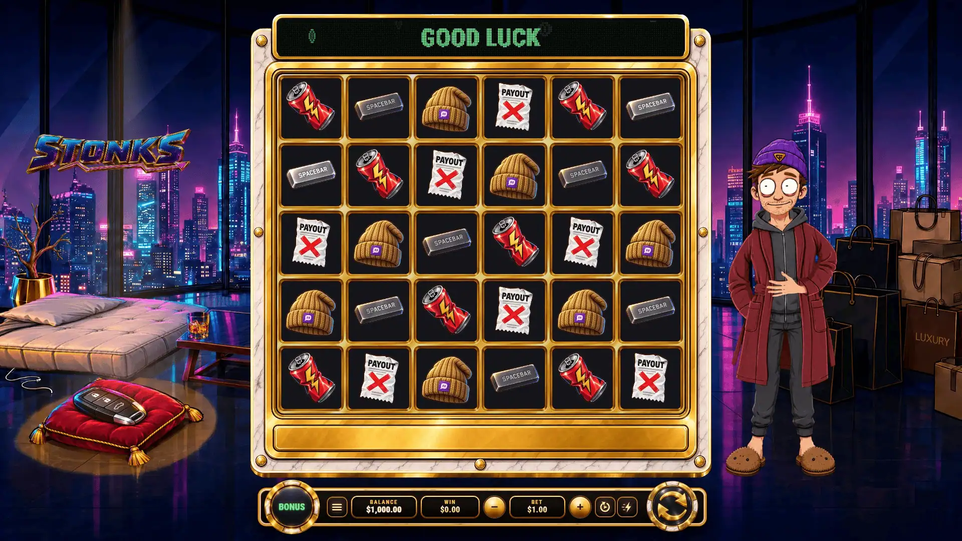 Stonks slot gameplay reels