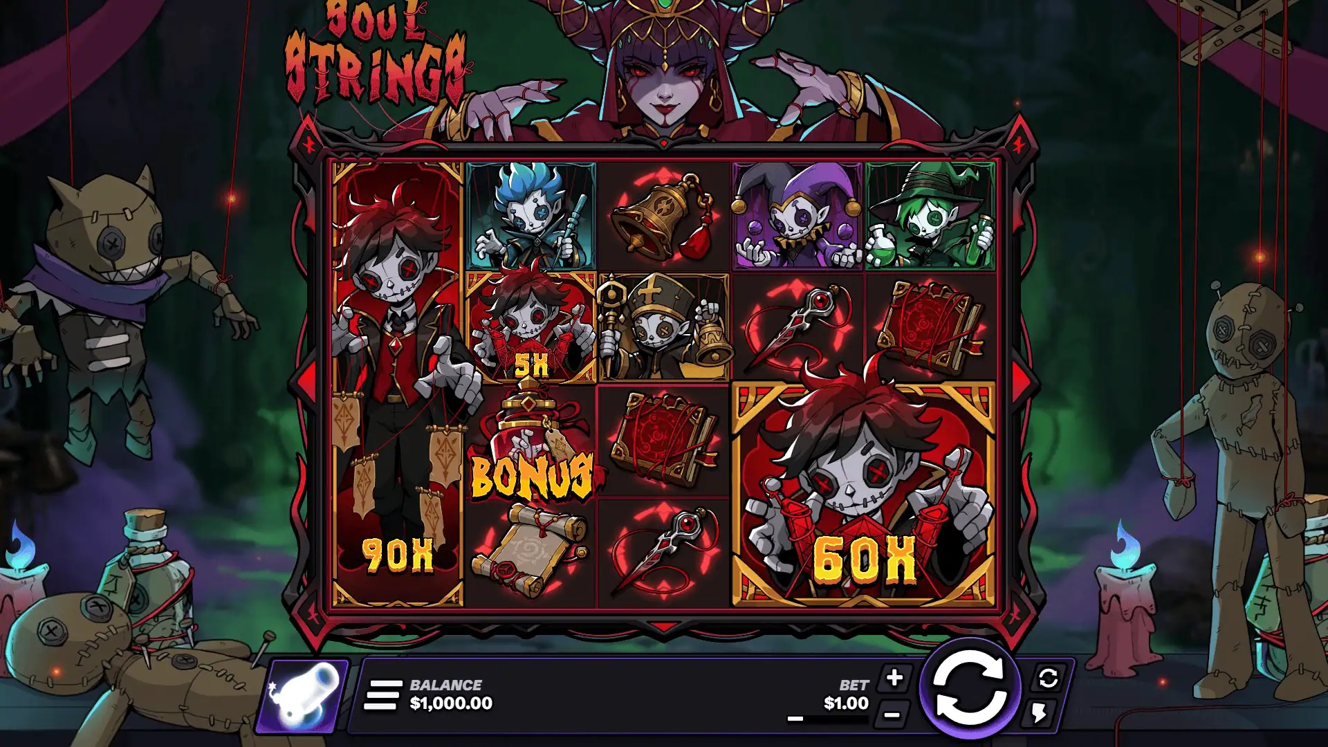 Soul Strings slot gameplay reels