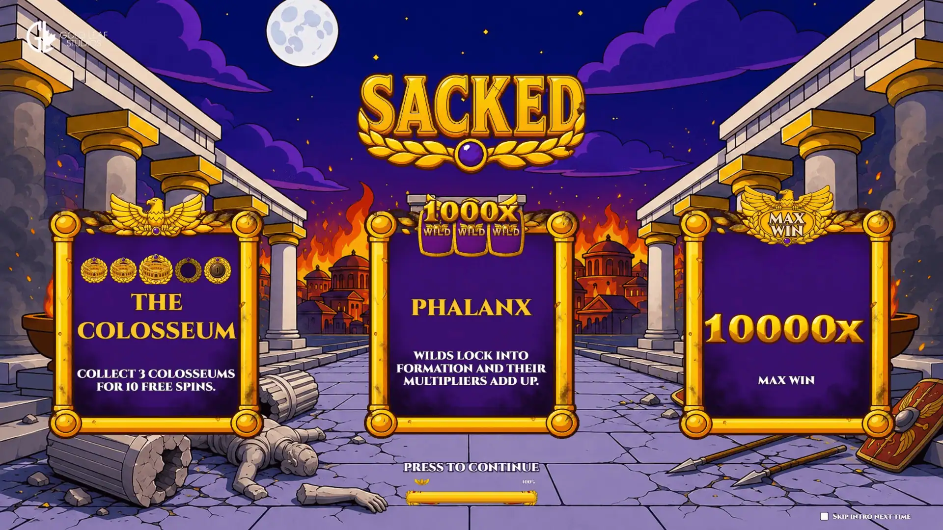 Sacked slot intro screen