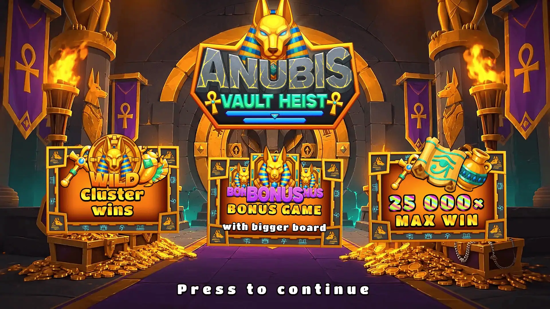 Anubis Vault Heist slot intro screen