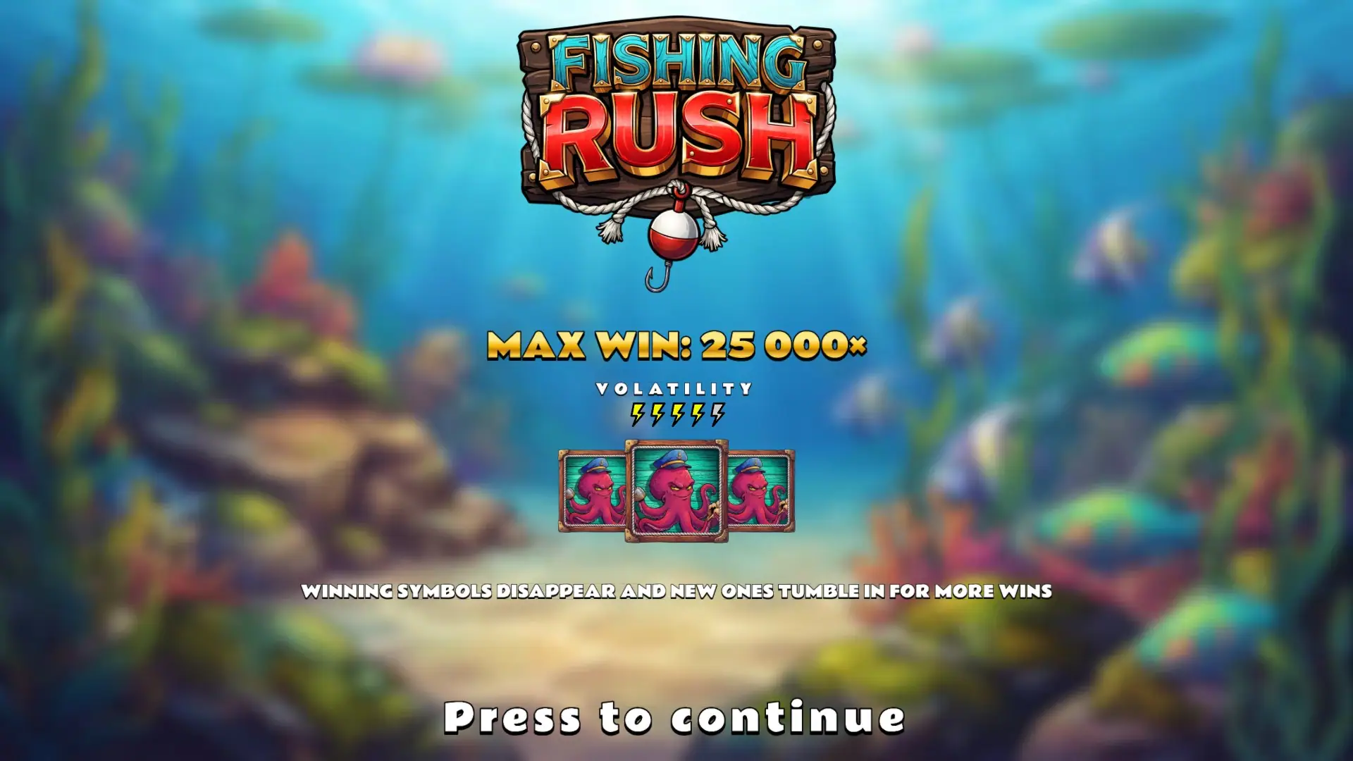 Fishing Rush slot intro screen