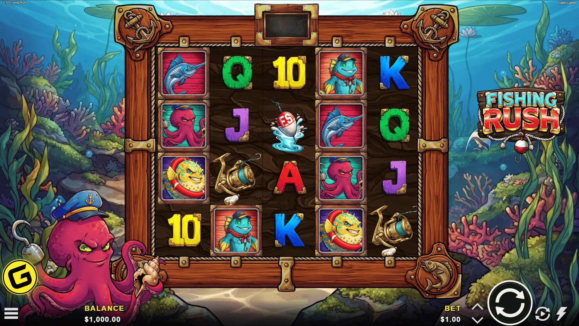 Fishing Rush slot gameplay reels