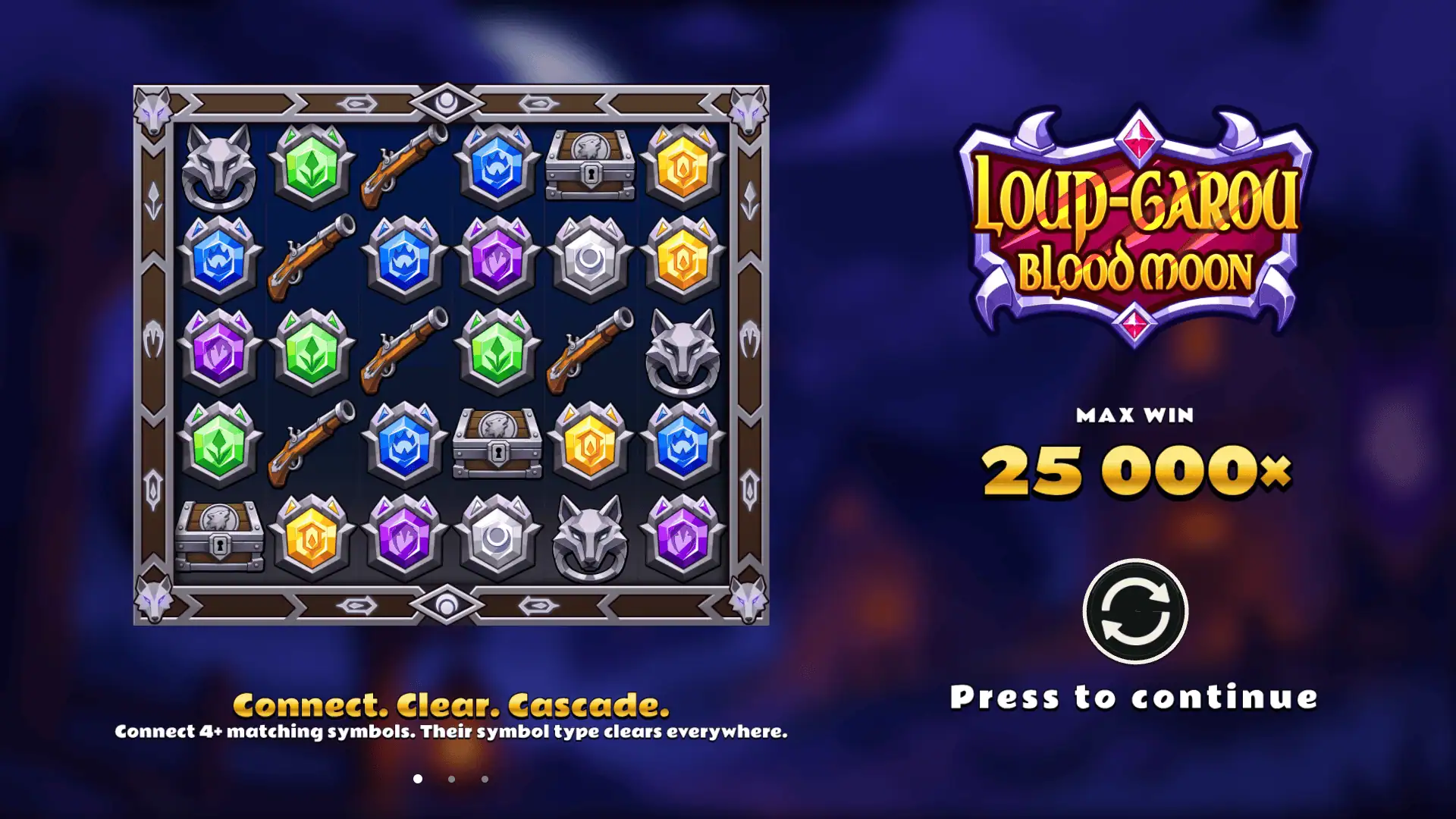 Loup-Garou Blood Moon slot intro screen