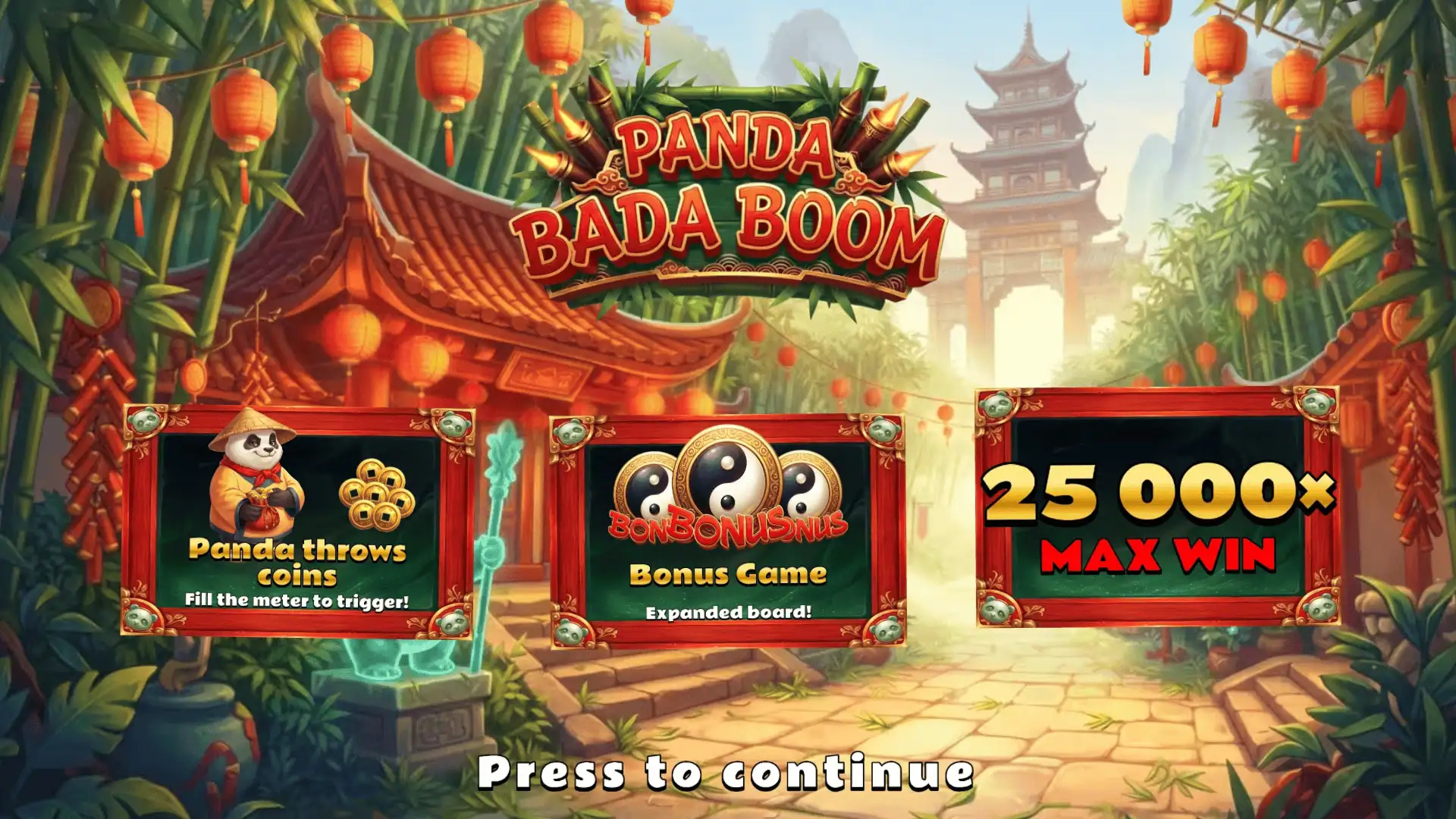 Panda Bada Boom slot intro screen