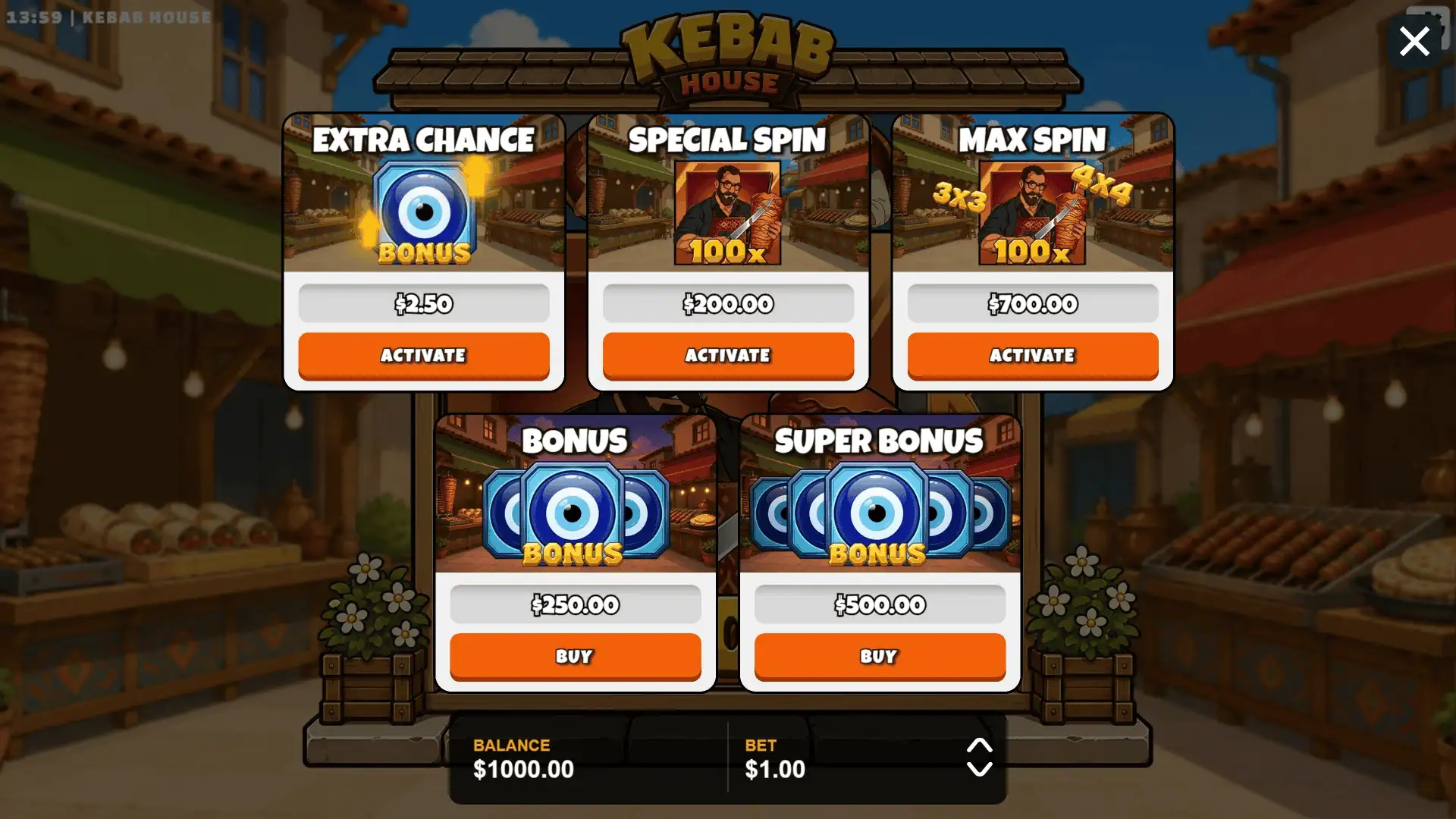 Kebab House bonus buy menu