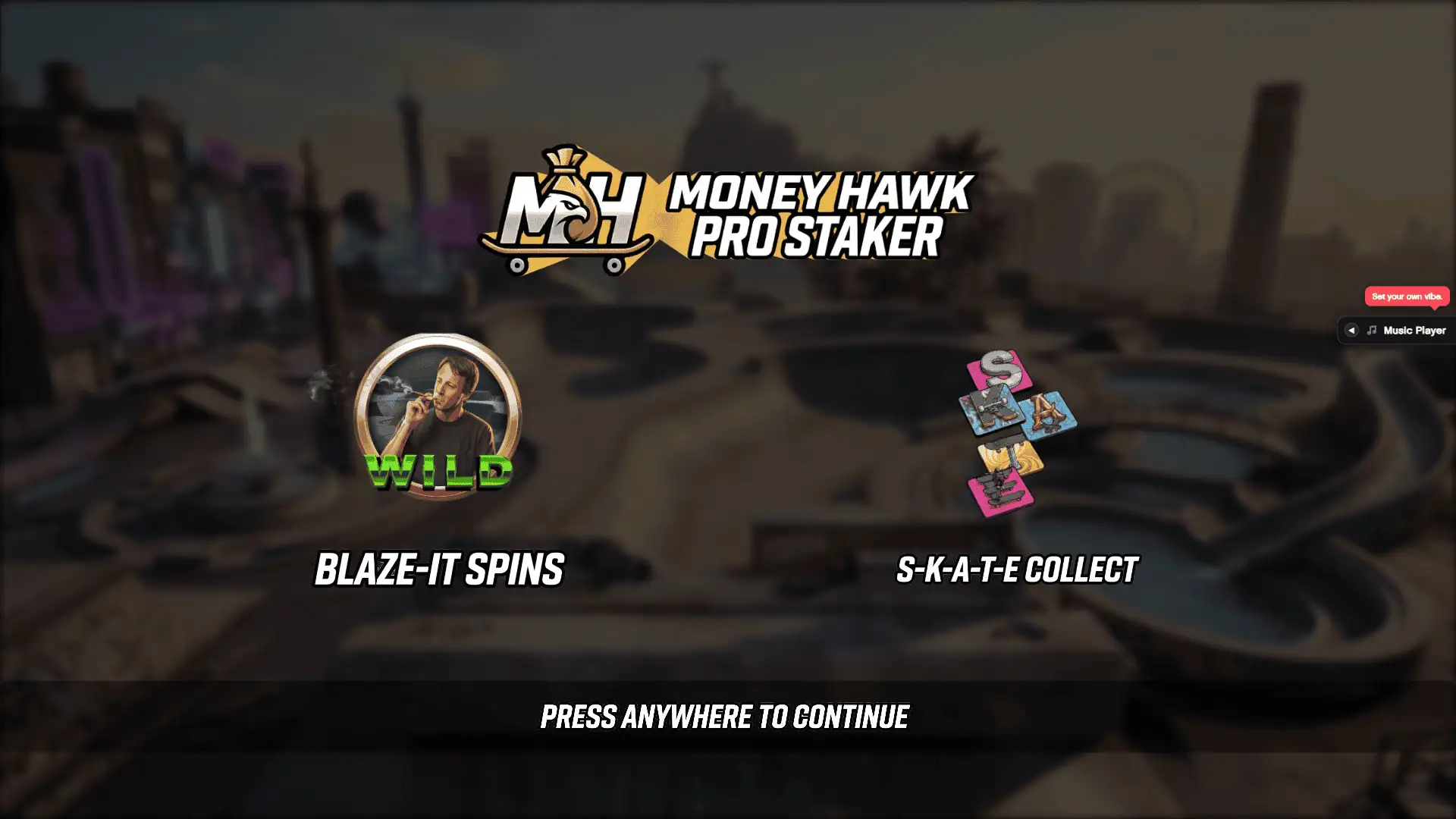 Money Hawk Pro Staker slot intro screen