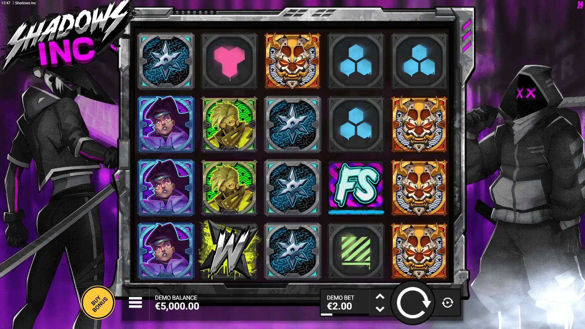 Shadows Inc slot gameplay reels